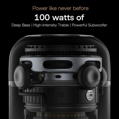 Noise Sound Master 100W Bluetooth Speaker with 360° Surround Sound,12H Playtime, NFC Tap & Pair,Dual Speaker Connectivity and Superior Mesh Finish(Master Black) - Nalanda Enterprises