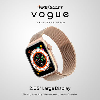 Boltt Newly Launched Vogue Large 2.05" Display Smart Watch, Always On Display, Wireless Charging, App Based GPS with Bluetooth Calling & 500+ Watch Faces (Loop Orange)
