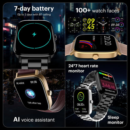 Noise New Macro Smart Watch with 2.0” HD Display,Metallic Finish BT Calling, Functional Crown, 7 Days Battery Life, Sleep Tracking, 200+ Watch Faces (Elite Black) - Nalanda Enterprises