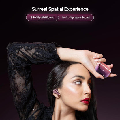 boAt Nirvana Space Truly Wireless in-Ear Earbuds w/ 360º Spatial Audio, ANC (~32dB),100HRS Playback,4 Mics w/AI-ENx™,in-Ear Detection,DLC Drivers, Multipoint Connectivity Ear Buds TWS (Cosmic Black) - Nalanda Enterprises