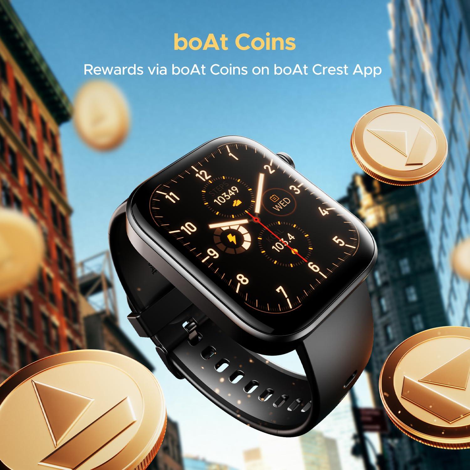 boAt Wave Astra 3 Smartwatch with Bluetooth Calling (46.48mm HD Display, IP67 Water Resistant, Silicone Strap) - Nalanda Enterprises