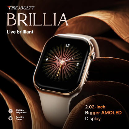 Fire-Boltt Brillia Pro Smart Watch with 51.3mm (2.02 inch) AMOLED Display, Bluetooth Calling, SpO2, Heart Rate Monitoring, 120+ Sports Modes, IP67 Waterproof, Long Battery Life (Black Wave)