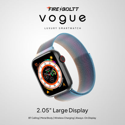Boltt Newly Launched Vogue Large 2.05" Display Smart Watch, Always On Display, Wireless Charging, App Based GPS with Bluetooth Calling & 500+ Watch Faces (Loop Orange)
