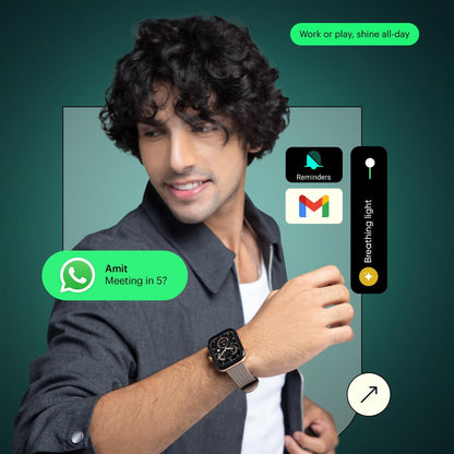 Noise Ultra 3 Luminary with India's 1st Ever Personalised Notification Alerts (Lumilert), 1.96" AMOLED Display, Premium Metallic Dial, Send Upto 5 Emojis (Lumiping), Health Suite (Jet Black) - Nalanda Enterprises