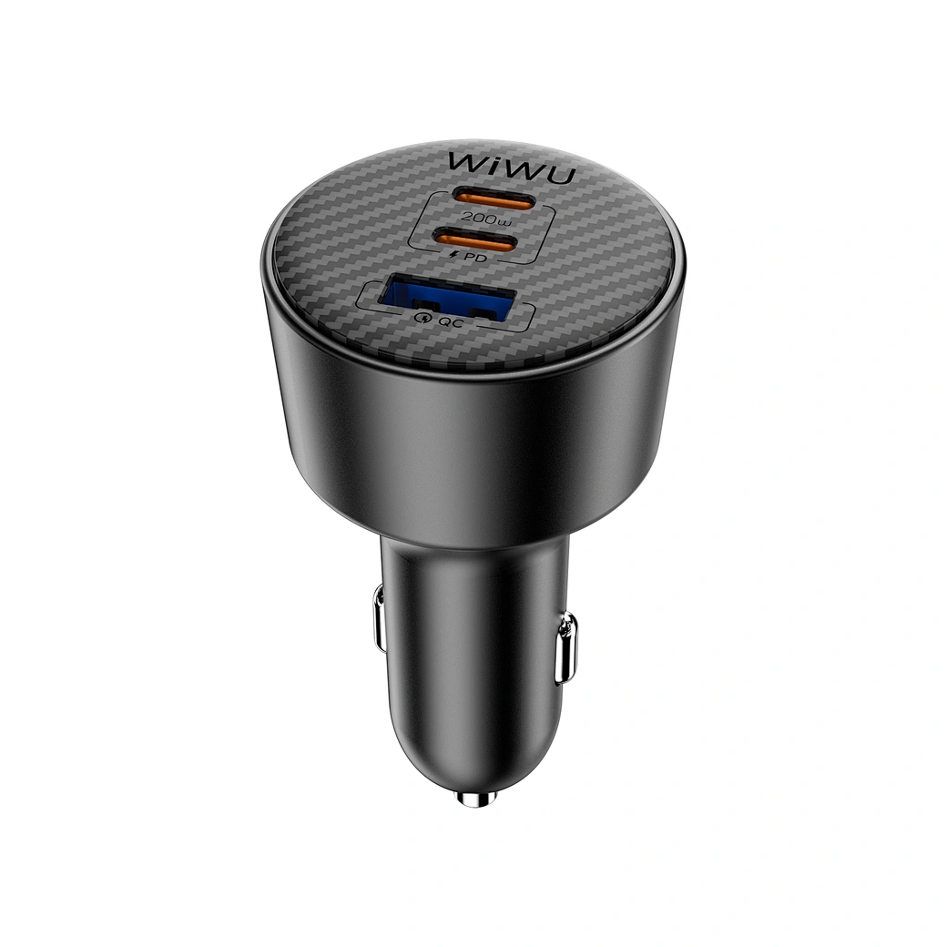 WiWU Wi-CC026 200W Car Charger — Triple-Port Type-C PD PPS Fast Charging with Aluminum + Kevlar Body wiwu