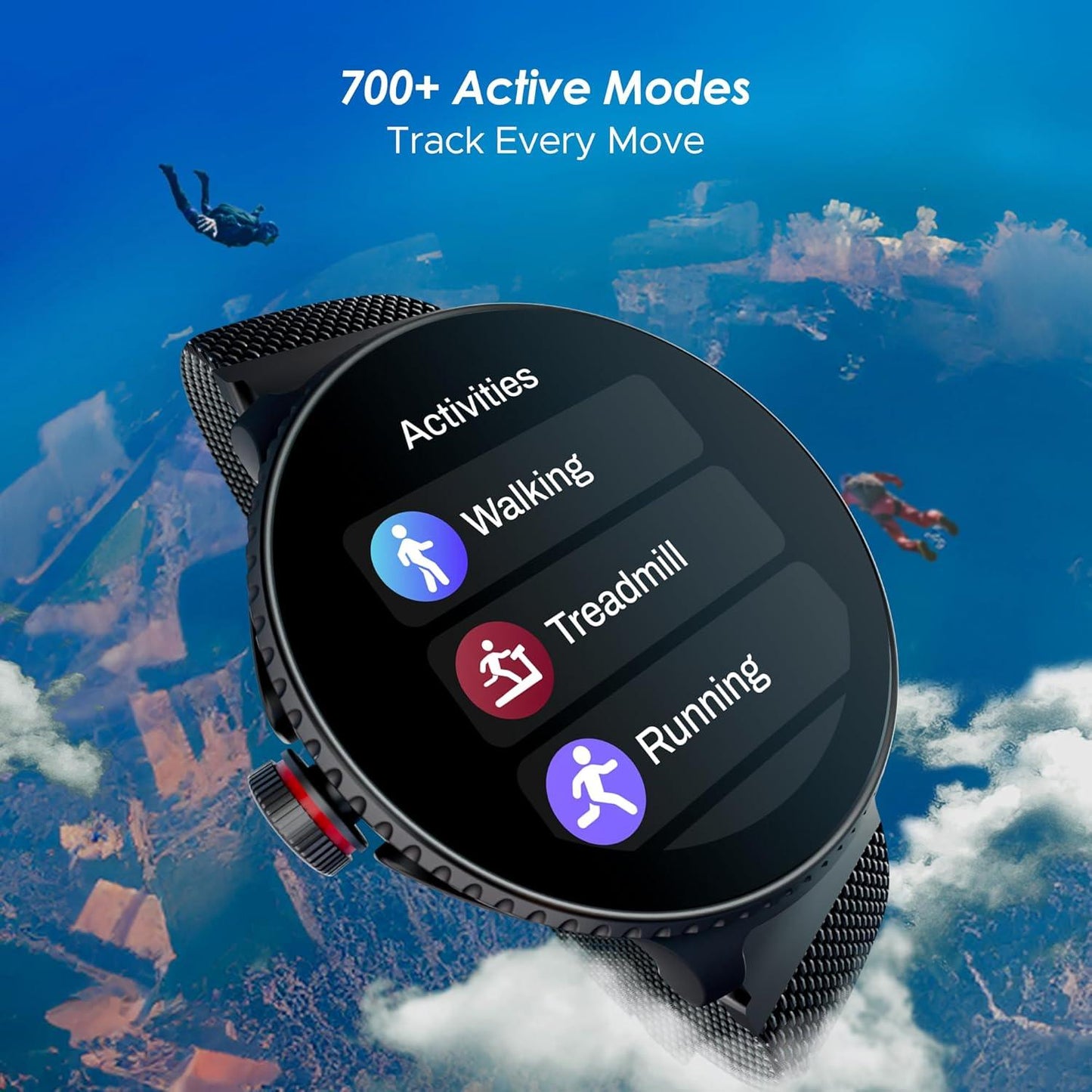 boAt Lunar Discovery w/ 1.39" (3.5 cm) HD Display, Turn-by-Turn Navigation, DIY Watch Face Studio, Bluetooth Calling, Emergency SOS, QR Tray, Smart Watch for Men & Women(Active Black) - Nalanda Enterprises