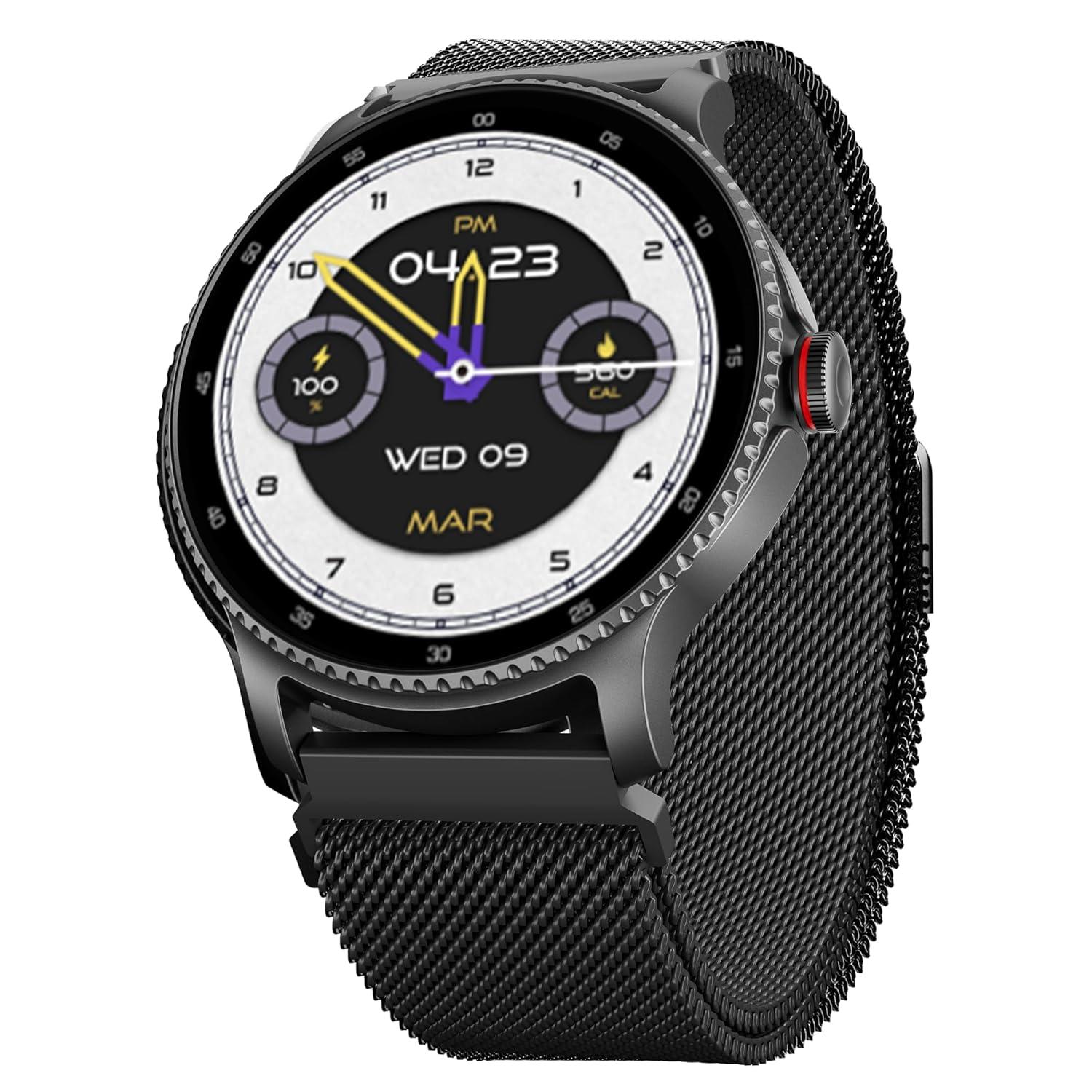 boAt Lunar Discovery w/ 1.39" (3.5 cm) HD Display, Turn-by-Turn Navigation, DIY Watch Face Studio, Bluetooth Calling, Emergency SOS, QR Tray, Smart Watch for Men & Women(Active Black) - Nalanda Enterprises
