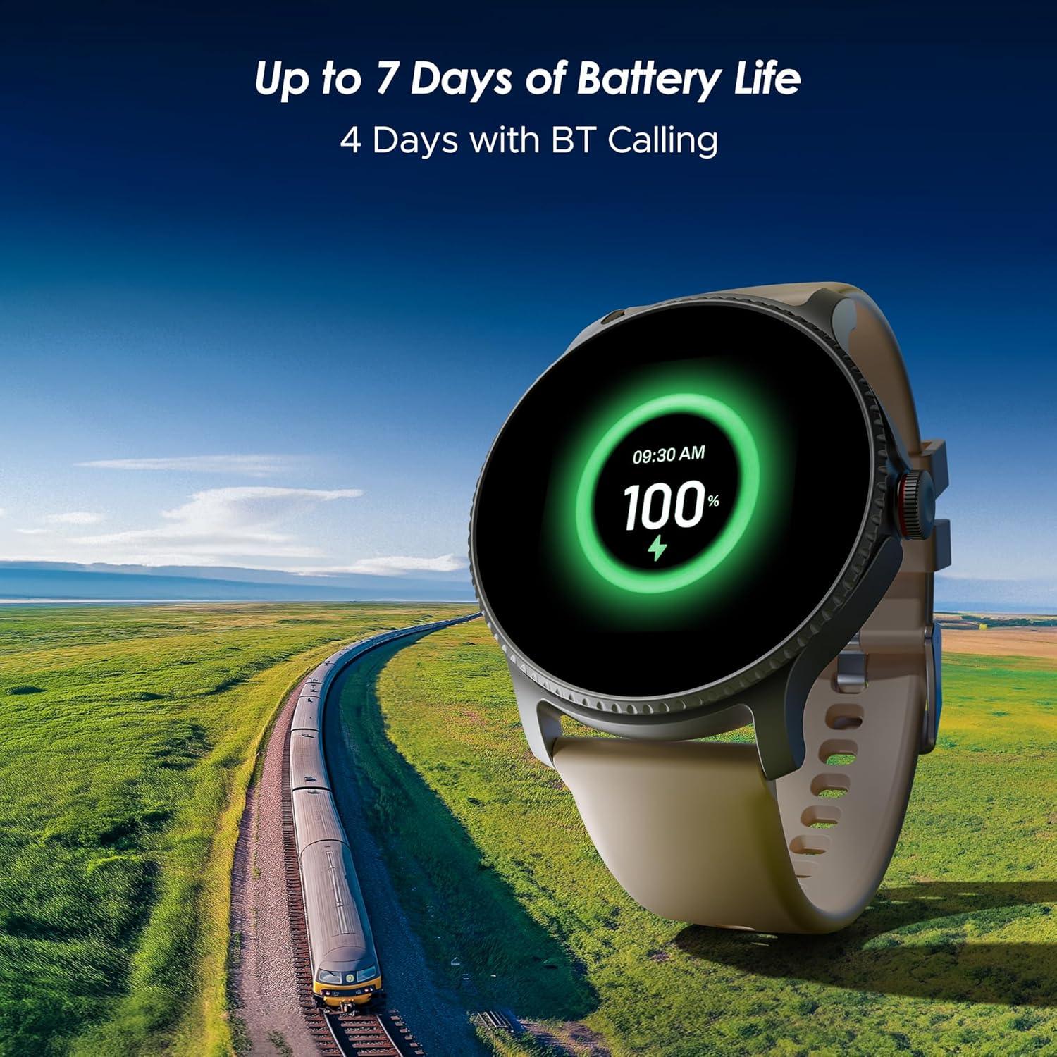 boAt Lunar Discovery w/ 1.39" (3.5 cm) HD Display, Turn-by-Turn Navigation, DIY Watch Face Studio, Bluetooth Calling, Emergency SOS, QR Tray, Smart Watch for Men & Women(Active Black) - Nalanda Enterprises