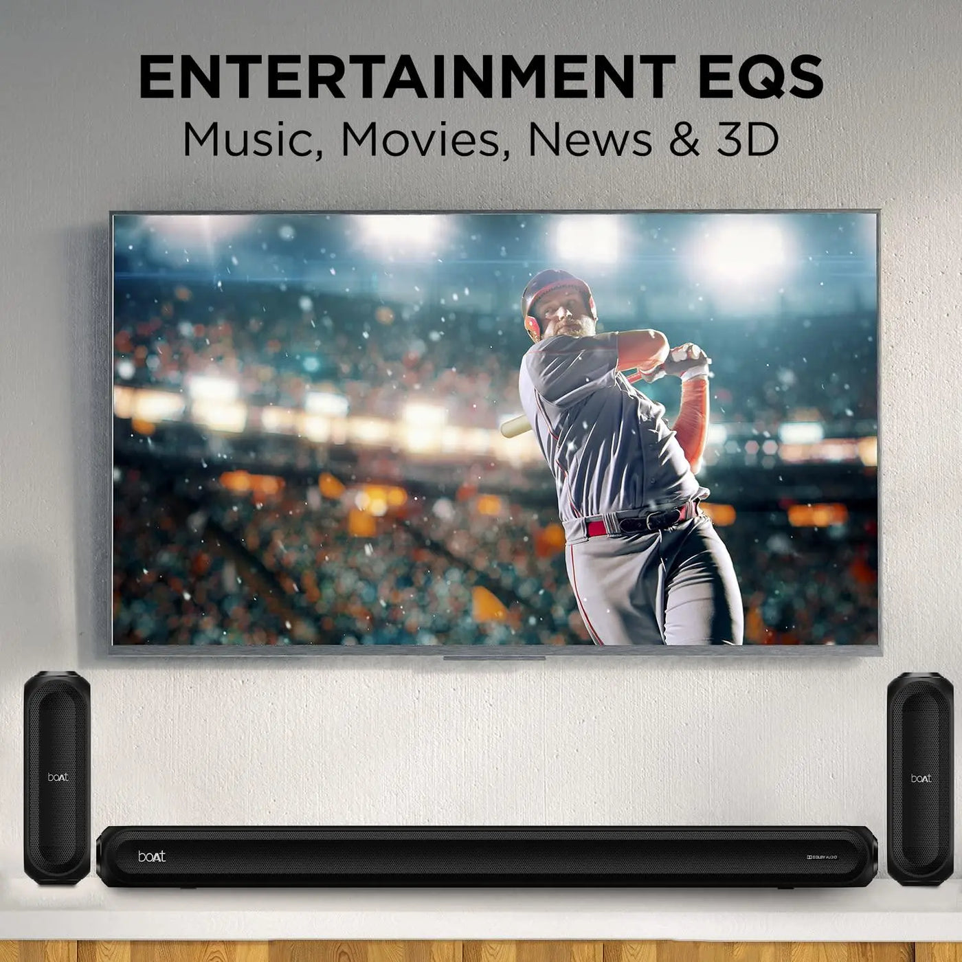 boAt Aavante Bar 3200D Soundbar with Dolby Audio,350W RMS Signature Sound,5.1 Channel,3D Surround Sound,Dual Wireless Rear Speakers&Master Remote(Premium Black)(Premium Black) - Nalanda Enterprises