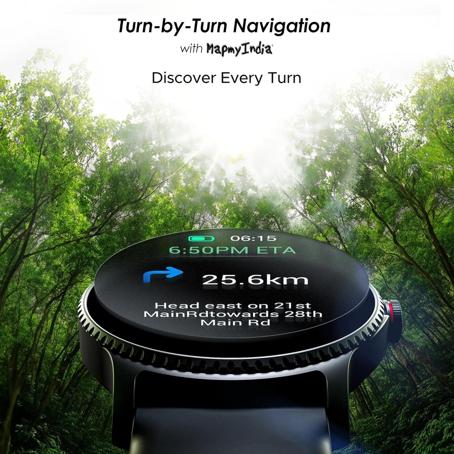 boAt Lunar Discovery w/ 1.39" (3.5 cm) HD Display, Turn-by-Turn Navigation, DIY Watch Face Studio, Bluetooth Calling, Emergency SOS, QR Tray, Smart Watch for Men & Women(Active Black) - Nalanda Enterprises