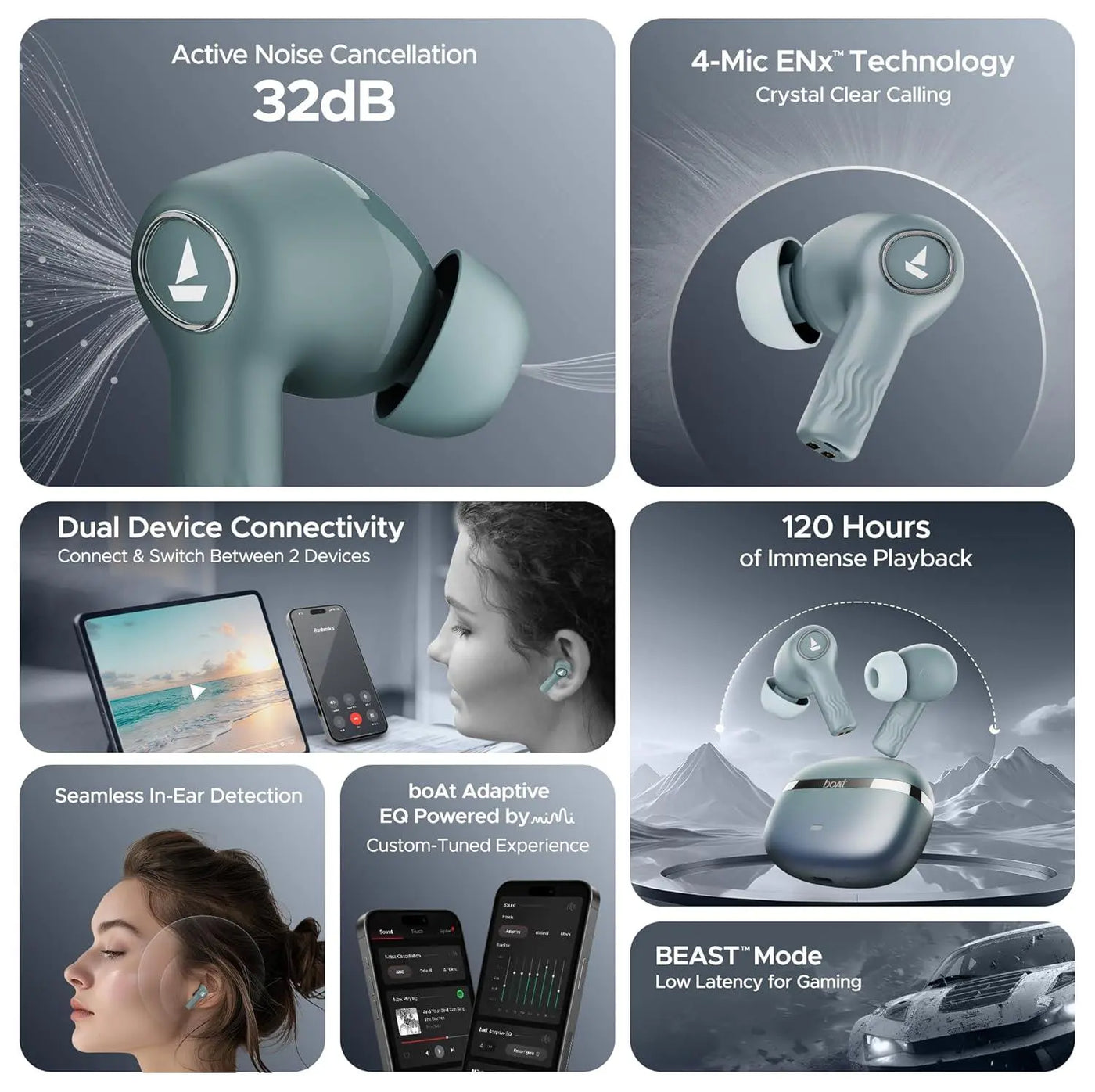 boAt Nirvana Ion ANC Pro Truly Wireless in Ear Ear Buds w/Hi-Res Audio w/LDAC, Upto 32 dB ANC, 120 Hrs Playback, Crystal Bionic Sound Powered by HiFi, ENx Tech, Hearables App(Blazing Comet) - Nalanda Enterprises