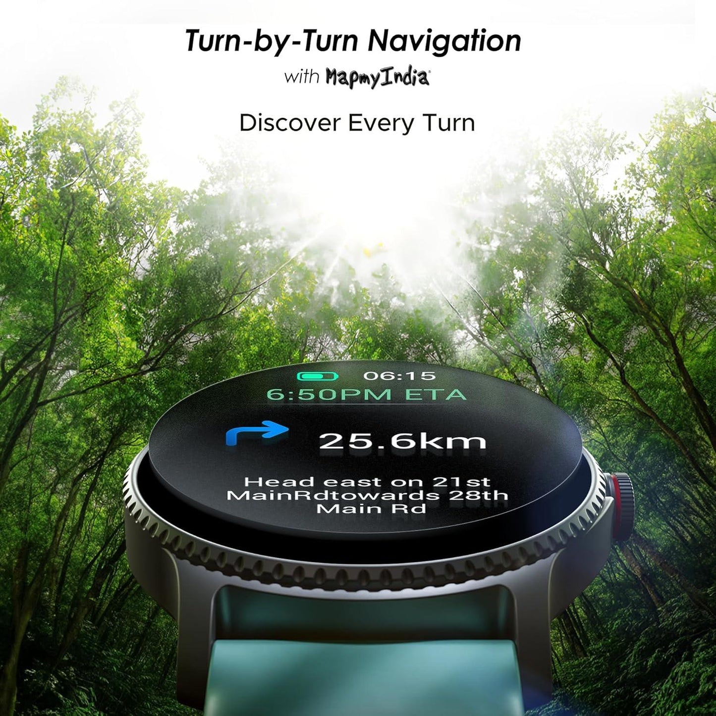 boAt Lunar Discovery w/ 1.39" (3.5 cm) HD Display, Turn-by-Turn Navigation, DIY Watch Face Studio, Bluetooth Calling, Emergency SOS, QR Tray, Smart Watch for Men & Women(Active Black) - Nalanda Enterprises