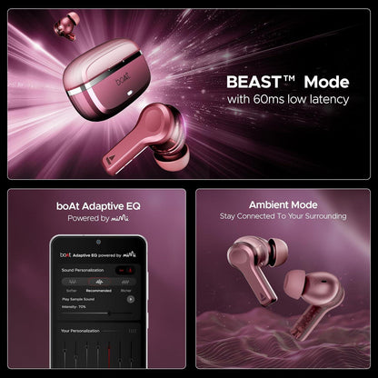 boAt Nirvana Space Truly Wireless in-Ear Earbuds w/ 360º Spatial Audio, ANC (~32dB),100HRS Playback,4 Mics w/AI-ENx™,in-Ear Detection,DLC Drivers, Multipoint Connectivity Ear Buds TWS (Cosmic Black) - Nalanda Enterprises