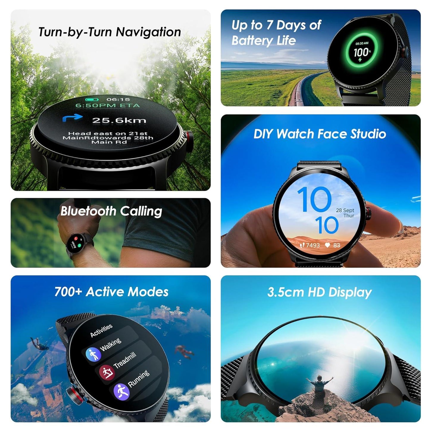 boAt Lunar Discovery w/ 1.39" (3.5 cm) HD Display, Turn-by-Turn Navigation, DIY Watch Face Studio, Bluetooth Calling, Emergency SOS, QR Tray, Smart Watch for Men & Women(Active Black) - Nalanda Enterprises