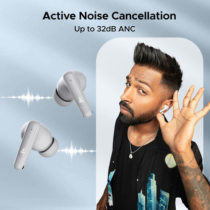 boAt Airdopes Unity ANC TWS in Ear Earbuds with Up to 50 Hours Total Playback, ANC Upto 32 dB, Dual Mics with ENx Tech, IPX5 Rating, IWP Tech and ASAP Charge(Black) - Nalanda Enterprises