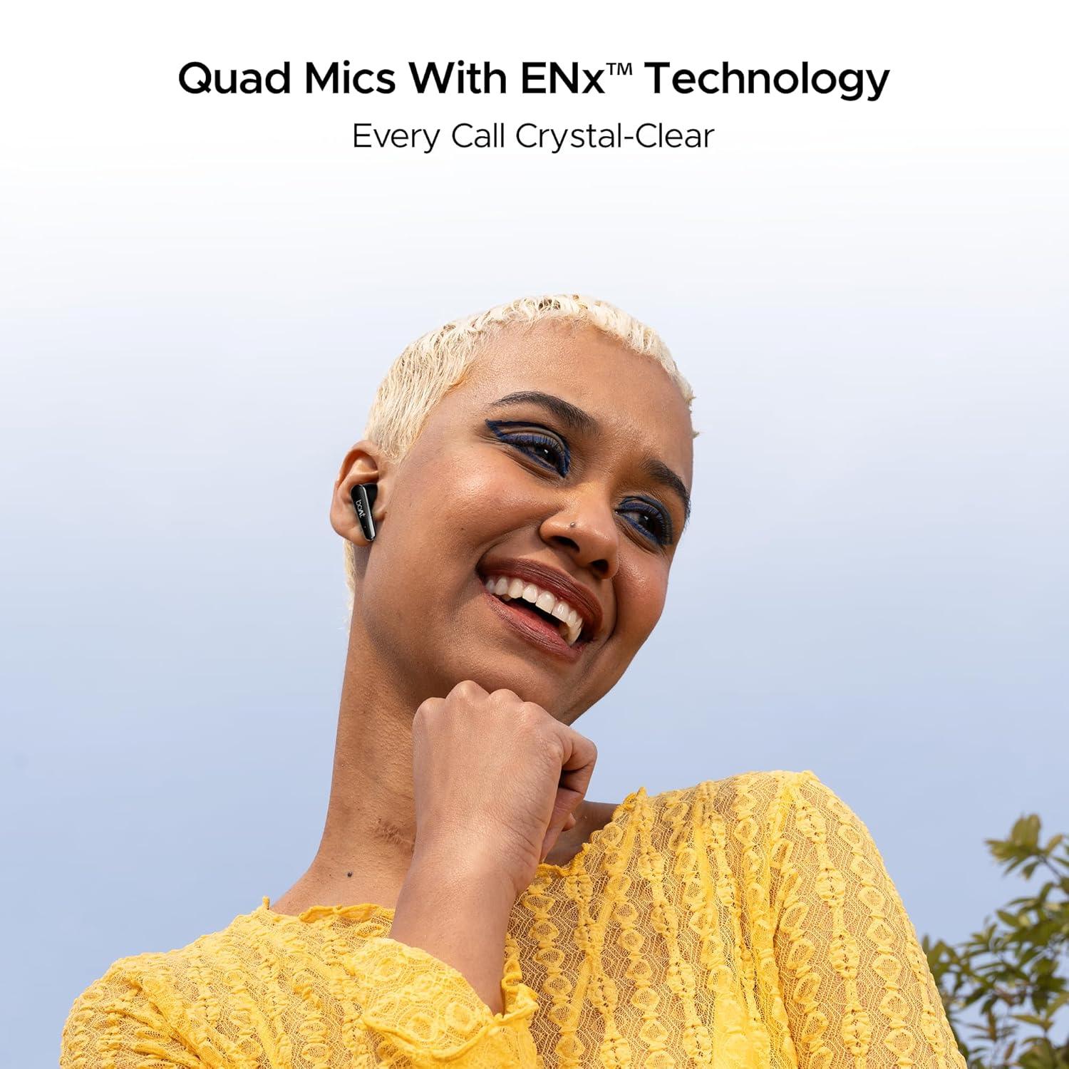 boAt Airdopes 280 ANC Truly Wireless in-Ear Earbuds with 32dB ANC, Ambient Mode, 60HRS Playback, 13mm Drivers, 4 Mics ENx™, in-Ear Detection, ASAP™ Charge,Beast Mode,IPX5 Ear Buds TWS (Active Black) - Nalanda Enterprises