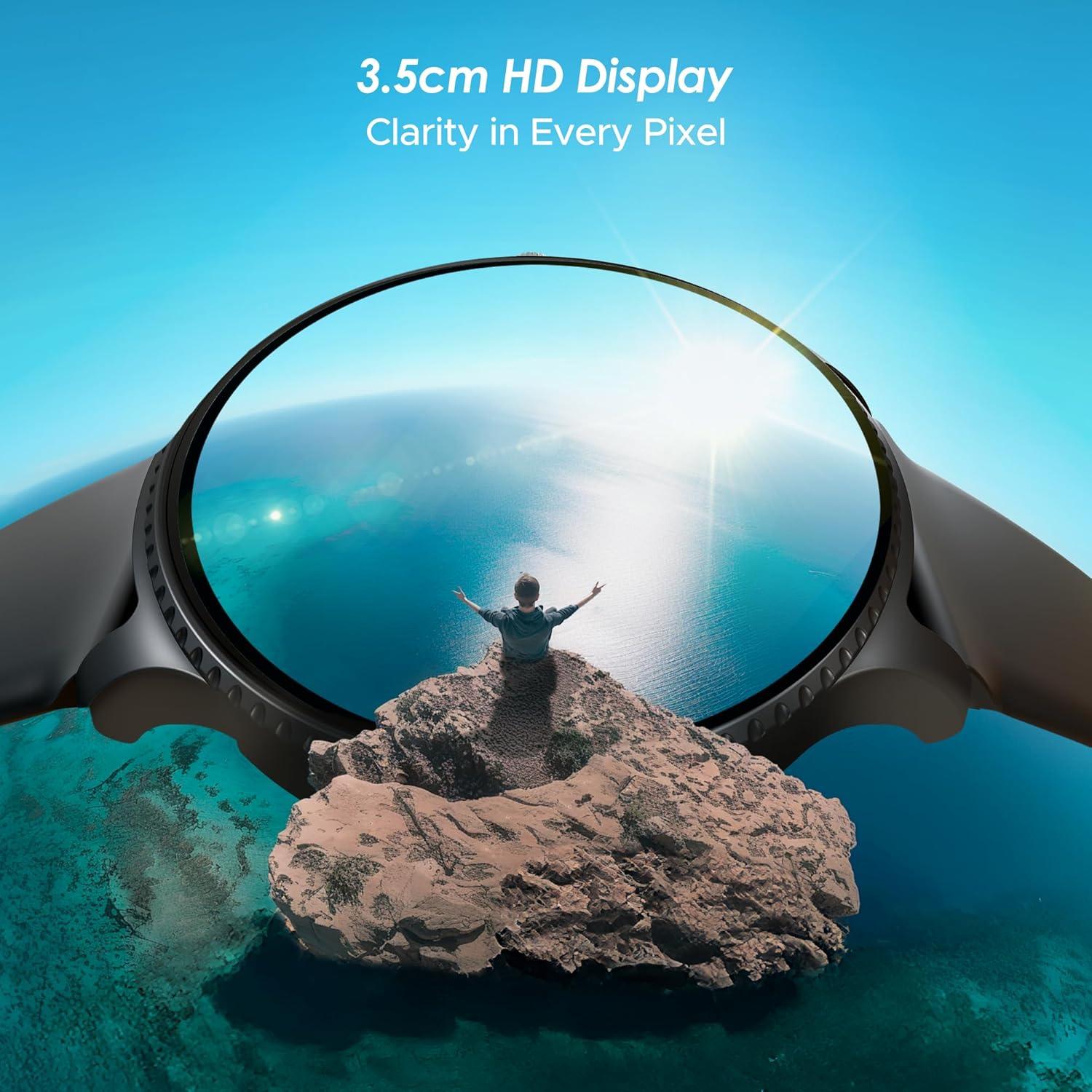 boAt Lunar Discovery w/ 1.39" (3.5 cm) HD Display, Turn-by-Turn Navigation, DIY Watch Face Studio, Bluetooth Calling, Emergency SOS, QR Tray, Smart Watch for Men & Women(Active Black) - Nalanda Enterprises