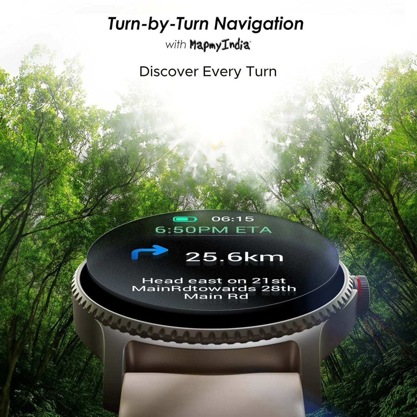 boAt Lunar Discovery w/ 1.39" (3.5 cm) HD Display, Turn-by-Turn Navigation, DIY Watch Face Studio, Bluetooth Calling, Emergency SOS, QR Tray, Smart Watch for Men & Women(Active Black) - Nalanda Enterprises