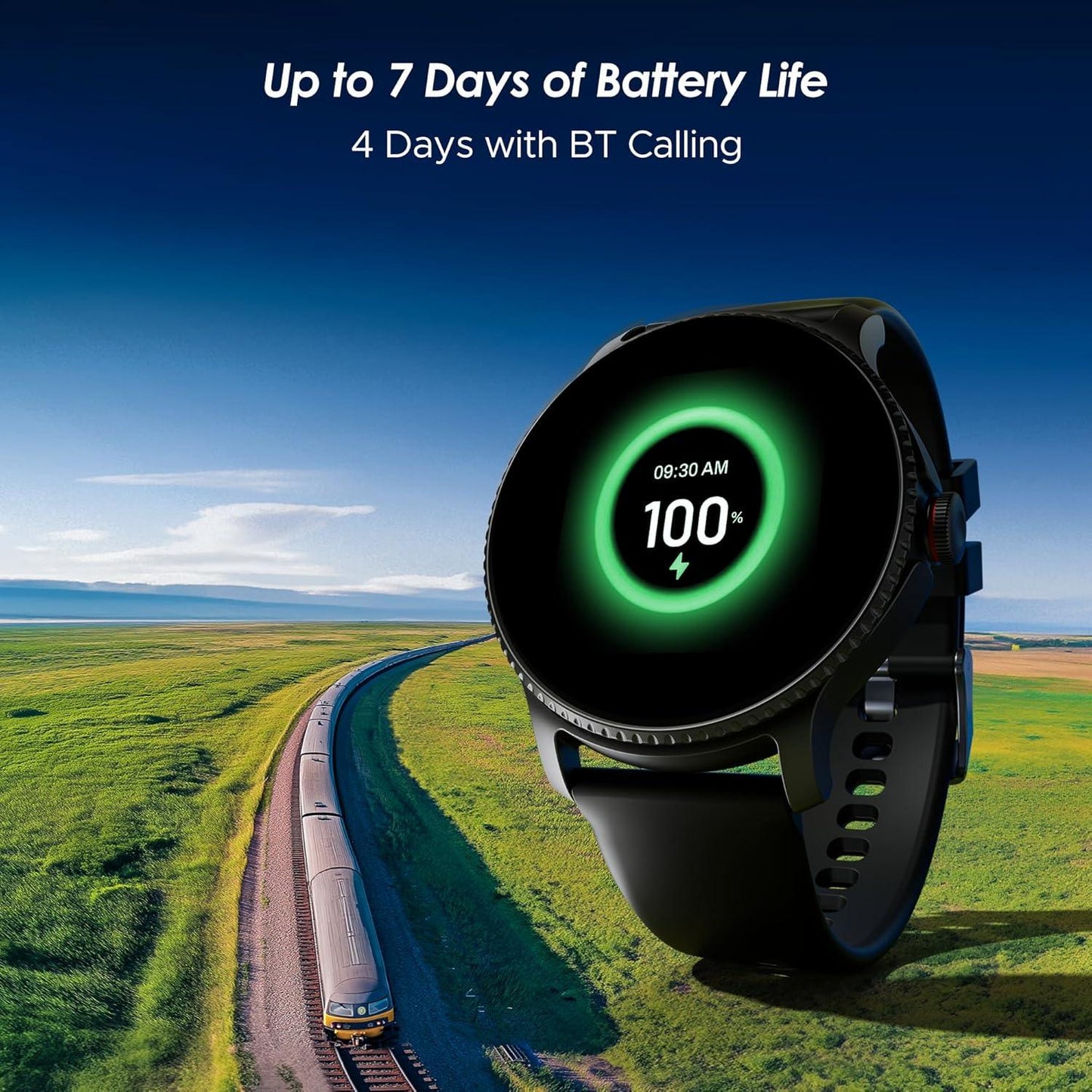 boAt Lunar Discovery w/ 1.39" (3.5 cm) HD Display, Turn-by-Turn Navigation, DIY Watch Face Studio, Bluetooth Calling, Emergency SOS, QR Tray, Smart Watch for Men & Women(Active Black) - Nalanda Enterprises