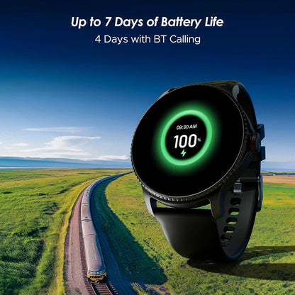 boAt Lunar Discovery w/ 1.39" (3.5 cm) HD Display, Turn-by-Turn Navigation, DIY Watch Face Studio, Bluetooth Calling, Emergency SOS, QR Tray, Smart Watch for Men & Women(Active Black) - Nalanda Enterprises