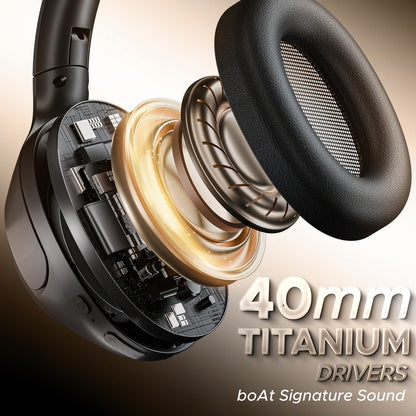boAt New Launch Rockerz 551 ANC Pro, 42dB Hybrid Adaptive ANC, App Support, 72Hrs Battery, 40mm Titanium Drivers,ENx Tech,Foldable Cups Bluetooth Over Ear Headphones with Mic (Cosmic Black)