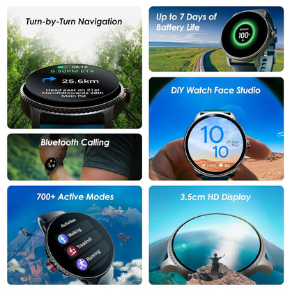boAt Lunar Discovery w/ 1.39" (3.5 cm) HD Display, Turn-by-Turn Navigation, DIY Watch Face Studio, Bluetooth Calling, Emergency SOS, QR Tray, Smart Watch for Men & Women(Active Black) - Nalanda Enterprises