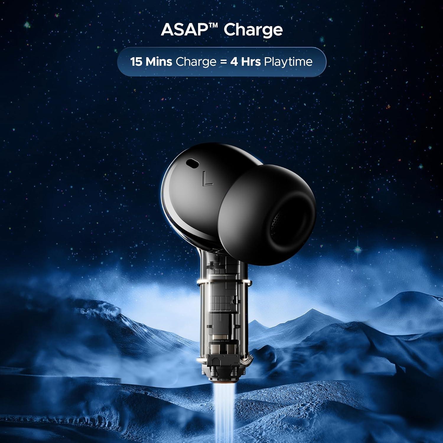 boAt Nirvana Space Truly Wireless in-Ear Earbuds w/ 360º Spatial Audio, ANC (~32dB),100HRS Playback,4 Mics w/AI-ENx™,in-Ear Detection,DLC Drivers, Multipoint Connectivity Ear Buds TWS (Cosmic Black) - Nalanda Enterprises