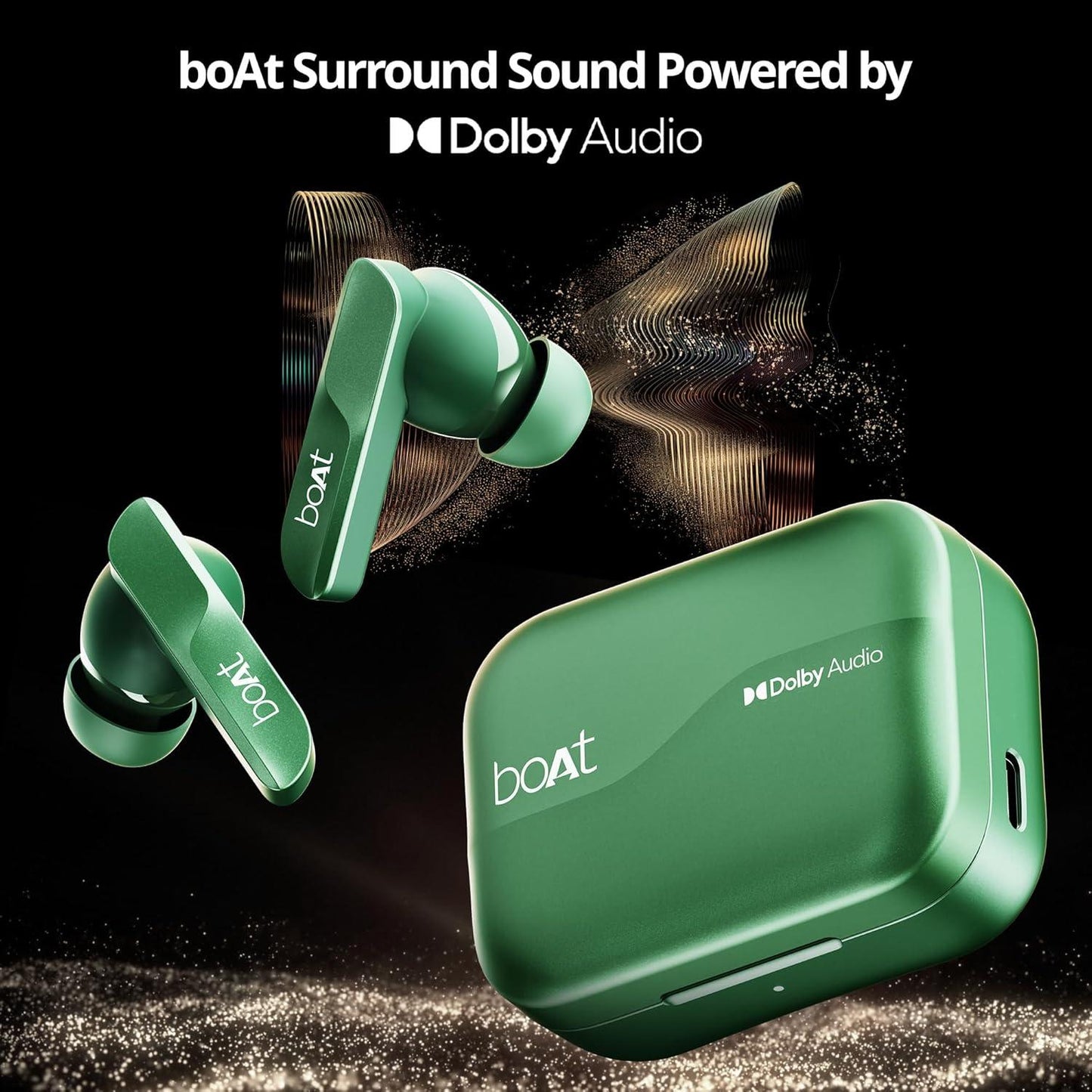 boAt Airdopes 800 True Wireless in Ear Ear Buds w/Dolby Audio, Adaptive EQ by Mimi, 40 Hours Playback, 4 Mics w/AI-ENx™, in-Ear Detection & Hearables App Support - Nalanda Enterprises