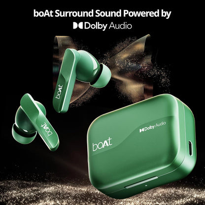 boAt Airdopes 800 True Wireless in Ear Ear Buds w/Dolby Audio, Adaptive EQ by Mimi, 40 Hours Playback, 4 Mics w/AI-ENx™, in-Ear Detection & Hearables App Support - Nalanda Enterprises