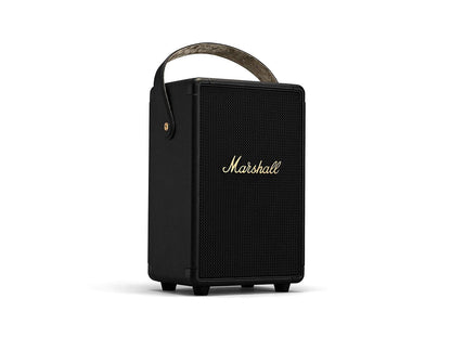 Marshall Tufton Portable Bluetooth Speaker with 20+ Hours of Portable Playtime, (360° Sound), Water-Resistant (IPX2) - Black & Brass. - Nalanda Enterprises