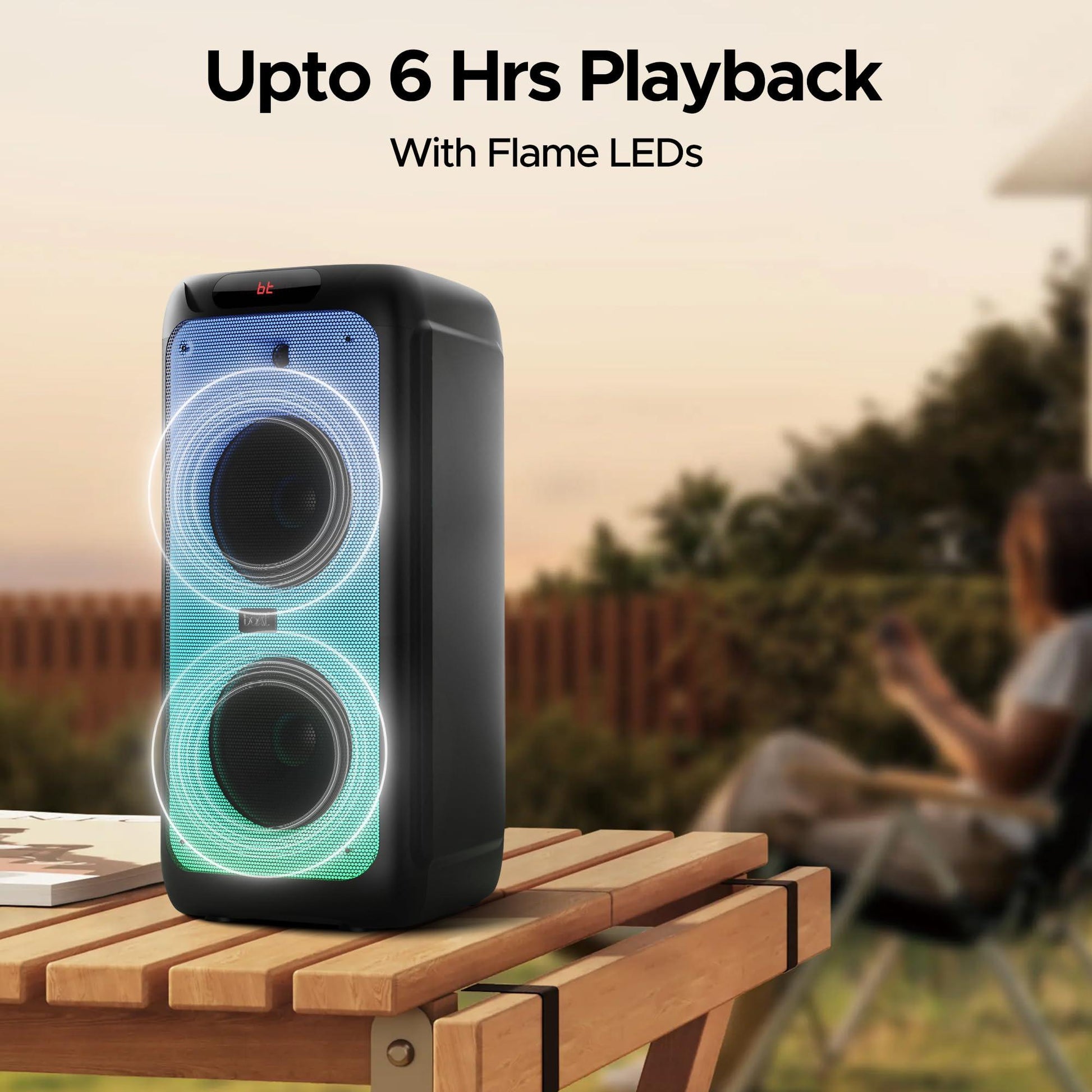 boAt Partypal 390/400 Speaker with 160 W Signature Sound, Up to 6 hrs Playtime, EQ Modes, 2 Mics for Karaoke, TWS Mode, Bluetooth v5.3, AUX Port, & USB Type-C Port(Space Black) - Nalanda Enterprises