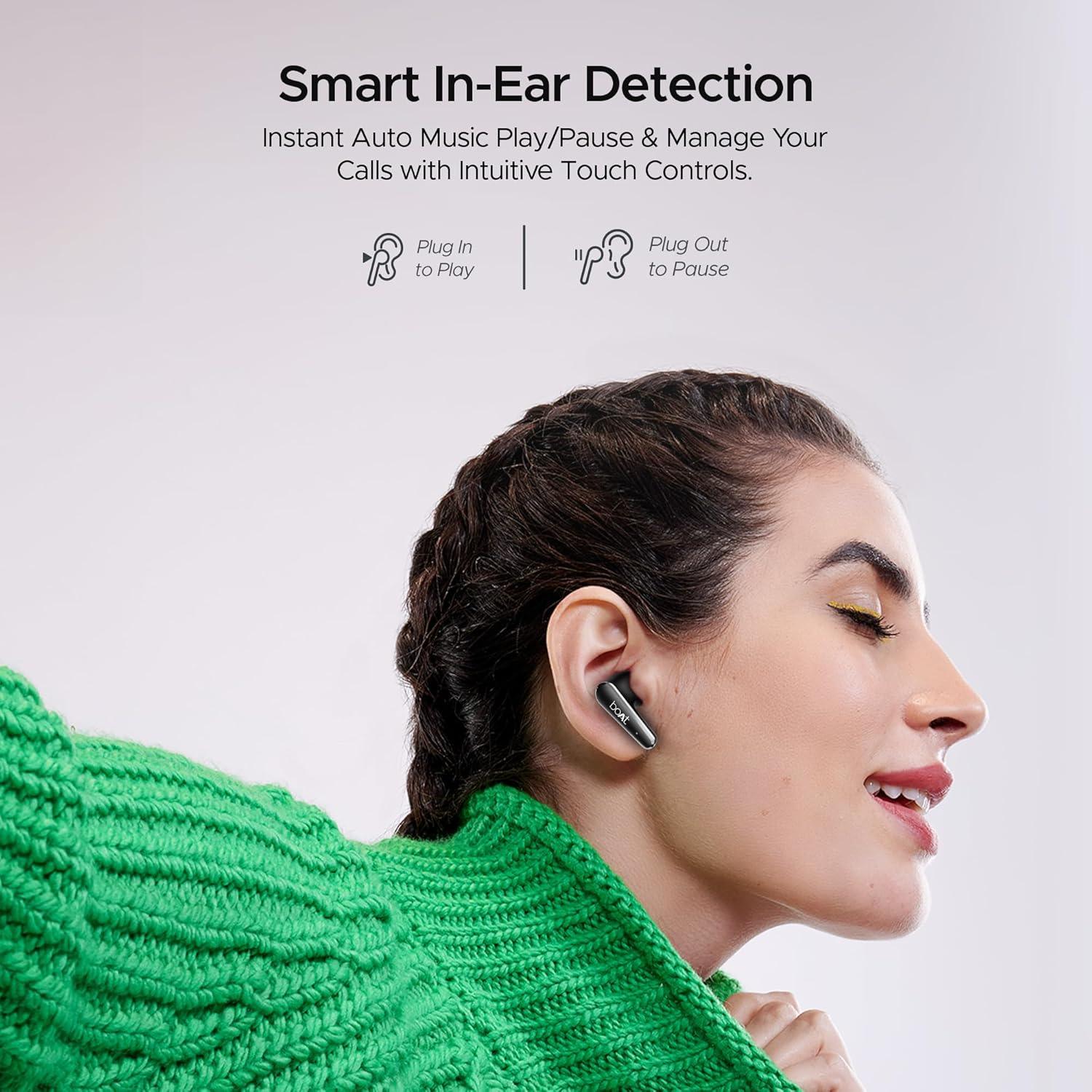 boAt Airdopes 280 ANC Truly Wireless in-Ear Earbuds with 32dB ANC, Ambient Mode, 60HRS Playback, 13mm Drivers, 4 Mics ENx™, in-Ear Detection, ASAP™ Charge,Beast Mode,IPX5 Ear Buds TWS (Active Black) - Nalanda Enterprises