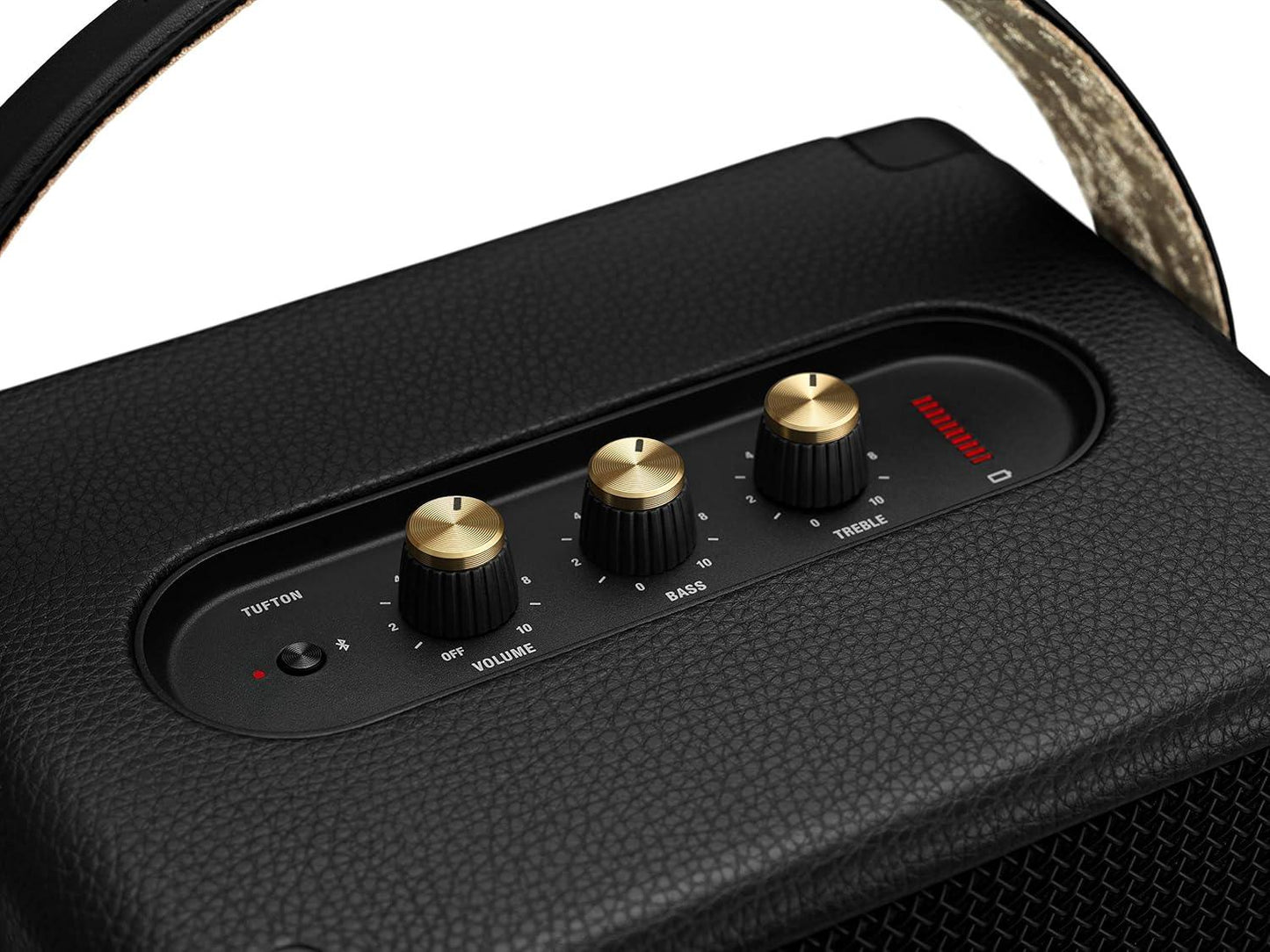 Marshall Tufton Portable Bluetooth Speaker with 20+ Hours of Portable Playtime, (360° Sound), Water-Resistant (IPX2) - Black & Brass. - Nalanda Enterprises