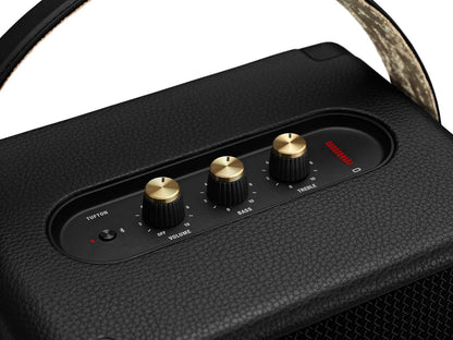Marshall Tufton Portable Bluetooth Speaker with 20+ Hours of Portable Playtime, (360° Sound), Water-Resistant (IPX2) - Black & Brass. - Nalanda Enterprises