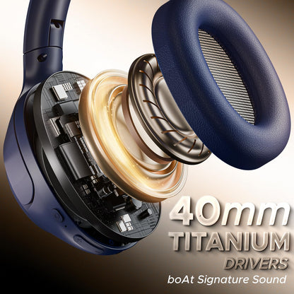boAt New Launch Rockerz 551 ANC Pro, 42dB Hybrid Adaptive ANC, App Support, 72Hrs Battery, 40mm Titanium Drivers,ENx Tech,Foldable Cups Bluetooth Over Ear Headphones with Mic (Cosmic Black)