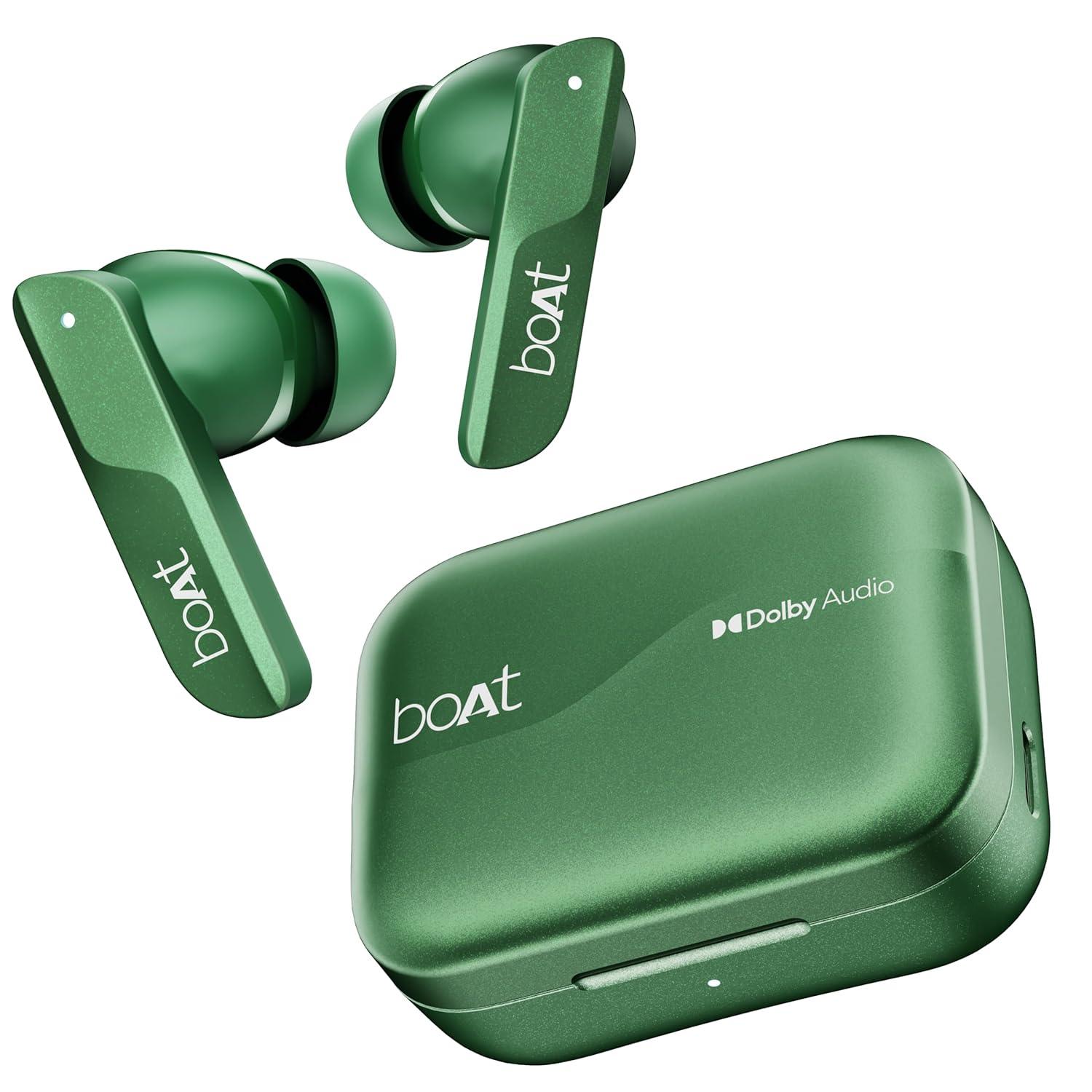 boAt Airdopes 800 True Wireless in Ear Ear Buds w/Dolby Audio, Adaptive EQ by Mimi, 40 Hours Playback, 4 Mics w/AI-ENx™, in-Ear Detection & Hearables App Support - Nalanda Enterprises