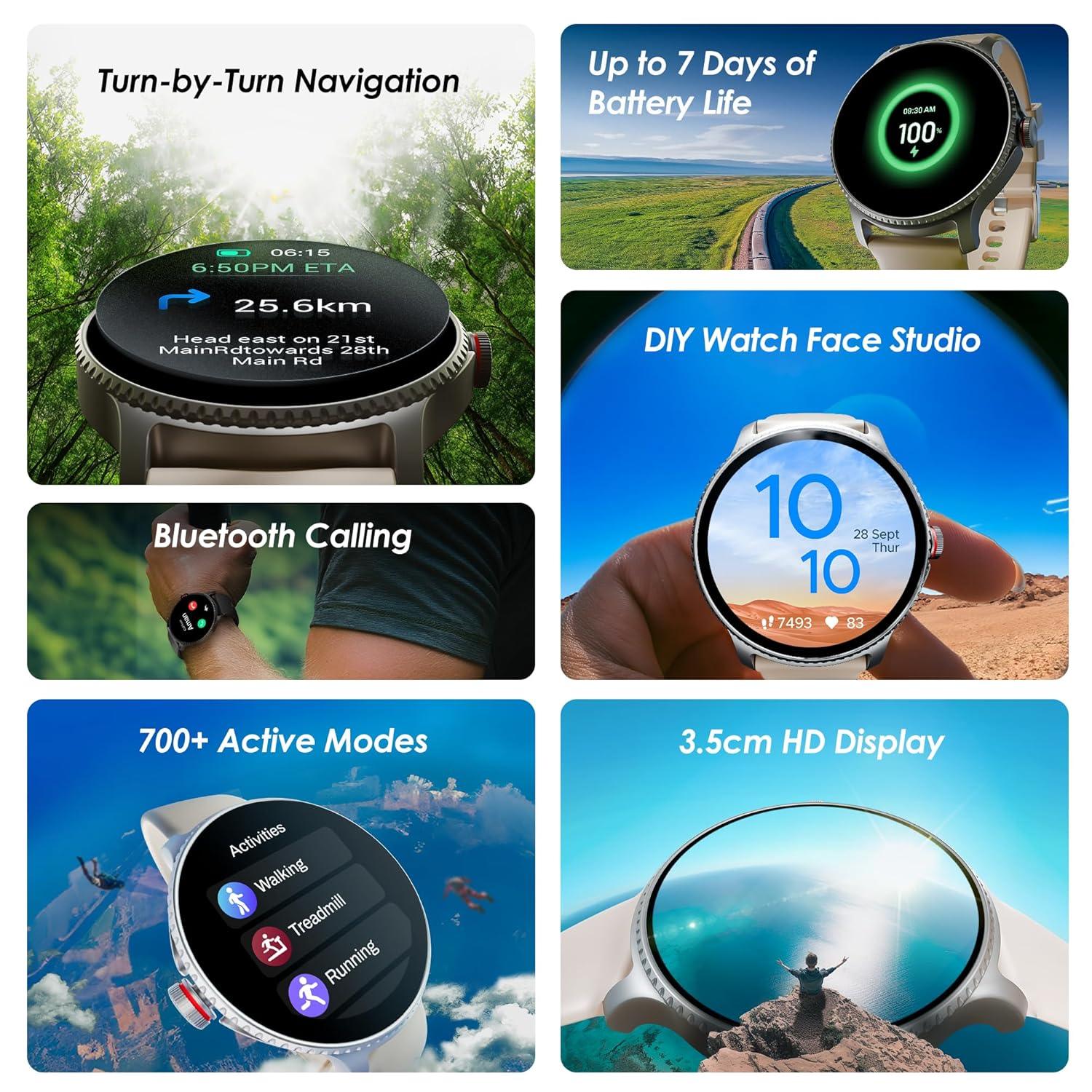 boAt Lunar Discovery w/ 1.39" (3.5 cm) HD Display, Turn-by-Turn Navigation, DIY Watch Face Studio, Bluetooth Calling, Emergency SOS, QR Tray, Smart Watch for Men & Women(Active Black) - Nalanda Enterprises