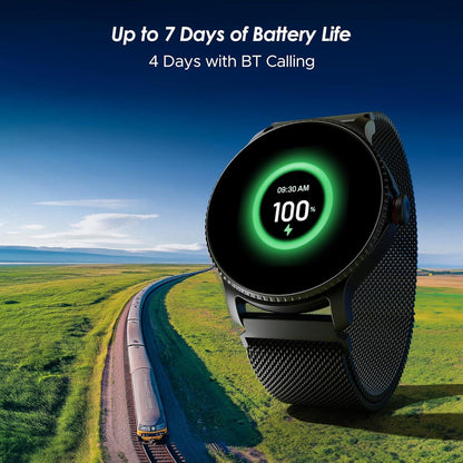 boAt Lunar Discovery w/ 1.39" (3.5 cm) HD Display, Turn-by-Turn Navigation, DIY Watch Face Studio, Bluetooth Calling, Emergency SOS, QR Tray, Smart Watch for Men & Women(Active Black) - Nalanda Enterprises