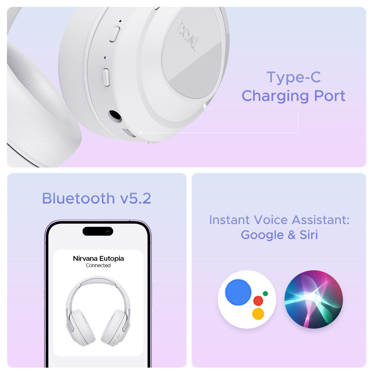 boAt Nirvana Eutopia Bluetooth Over Ear Headphones with Head Tracking Function, Spatial Audio,20 HRS Playtime, ENx Tech, ASAP Charge, Hearables App(Android & iOS Compatible)(Primia Black) - Nalanda Enterprises