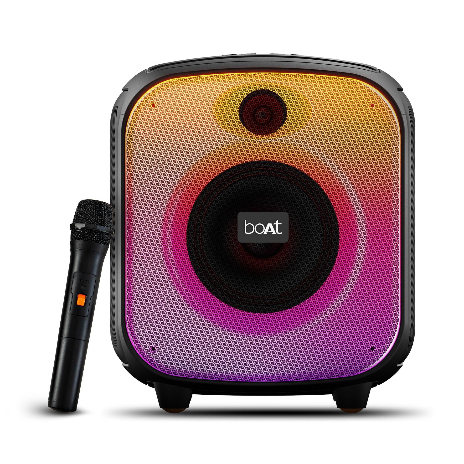boAt PartyPal 63 Pro Bluetooth Speaker with 30 W Signature Sound, Customizable RGB LEDs, Wireless Mic, Upto 8 hrs Playback, BTv5.3, TWS Mode, Bass Boost, AUX & Port(Midnight Black) - Nalanda Enterprises