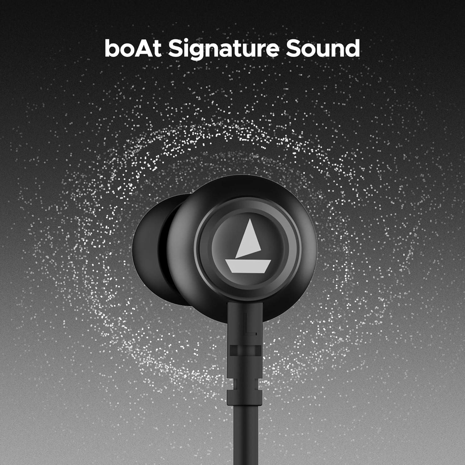 boAt Rockerz 111 Bluetooth Wireless Neckband with Up to 40 Hrs Playtime, Dual Device Pairing, Enx Tech, Beast Mode, ASAP Charging, Btv5.3, Ipx5,Type-C Interface & Magnetic in Ear Buds(Active Black) - Nalanda Enterprises