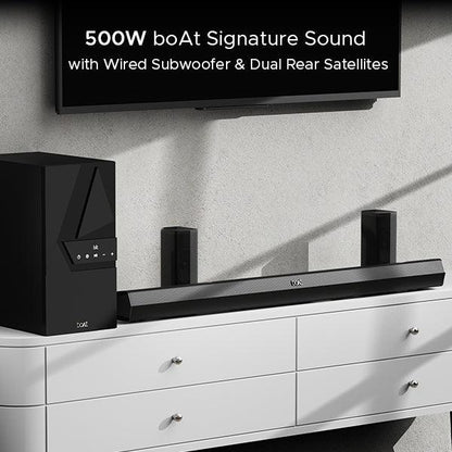boAt Aavante Bar 3500 | Bluetooth Soundbar with 500W RMS Immersive Sound, 5.1 Channel with Subwoofer, Wired Rear Speakers - Nalanda Enterprises