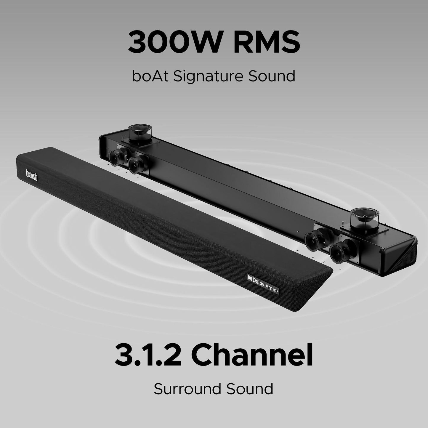 boAt Aavante Bar 4100DA | Soundbar with 300W RMS boAt Signature Sound, 3.1.2 Channel Surround Sound, Bluetooth v5.3 - Nalanda Enterprises