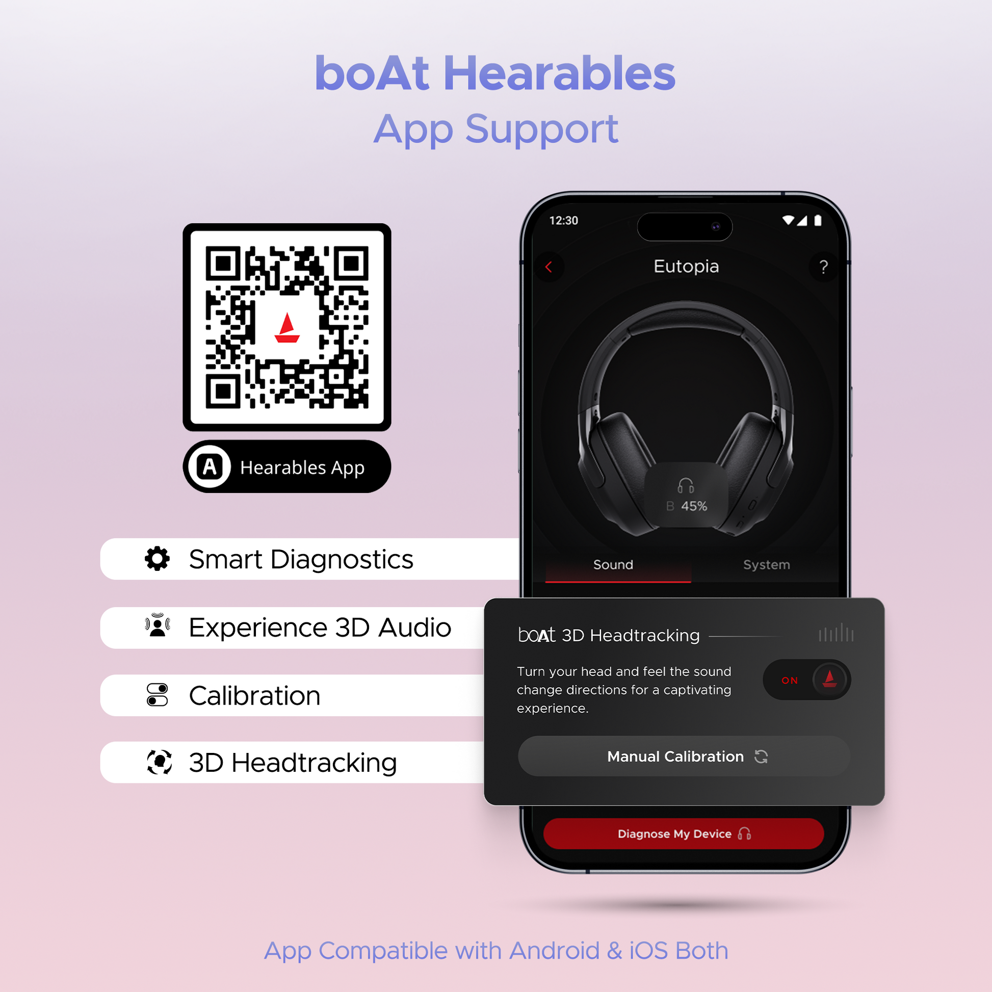 boAt Nirvana Eutopia Bluetooth Over Ear Headphones with Head Tracking Function, Spatial Audio,20 HRS Playtime, ENx Tech, ASAP Charge, Hearables App(Android & iOS Compatible)(Primia Black) - Nalanda Enterprises