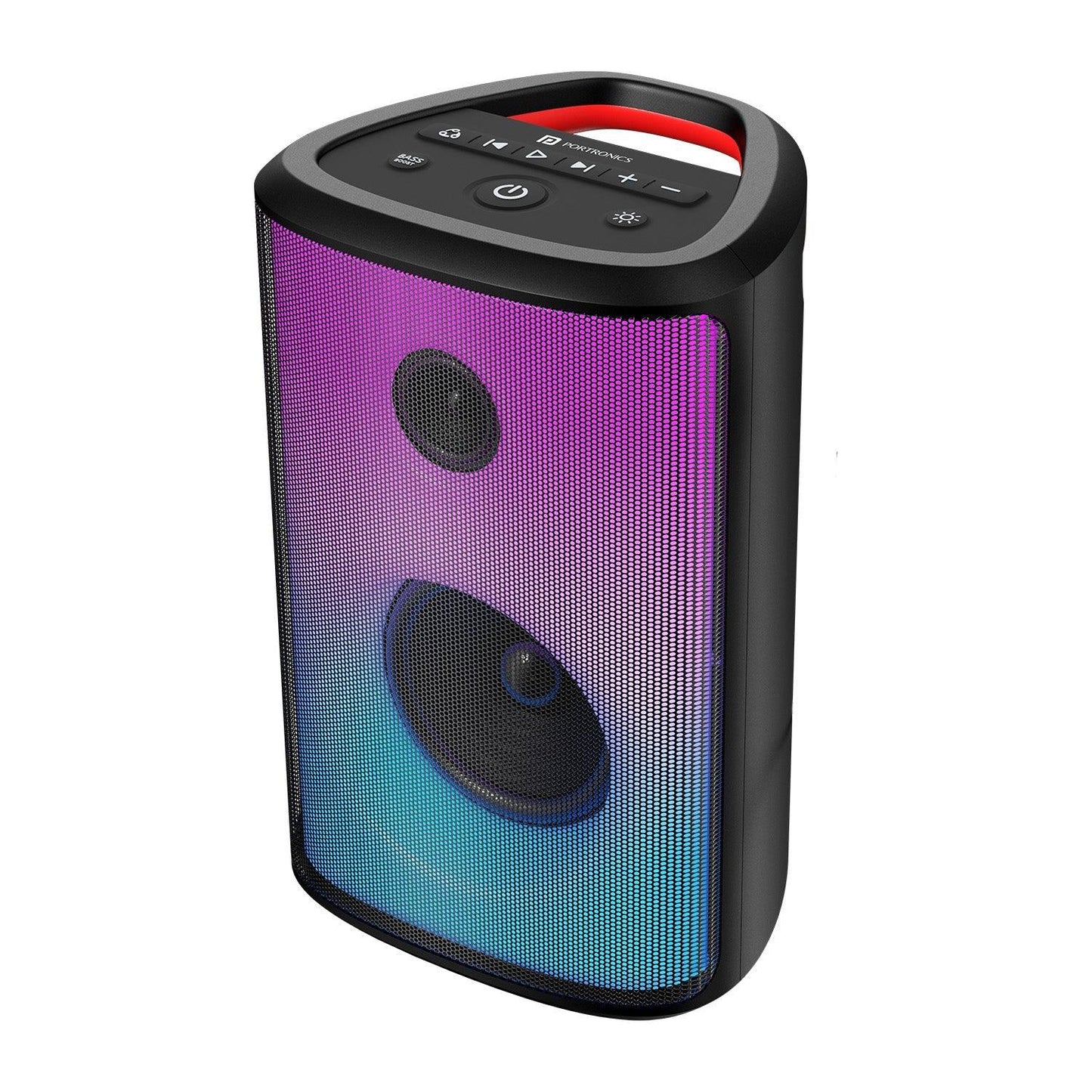Portronics Dash 8 60W Bluetooth Party Speaker with Bass Boost Technology, Upto 6 Hours Playtime, Wired Karaoke Mic, TWS Mode, USB, AUX in, BT 5.3v, Full Screen LED Effect, Type C Charging(Black) - Nalanda Enterprises