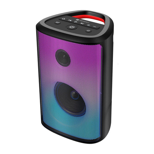 Portronics Dash 8 60W Bluetooth Party Speaker with Bass Boost Technology, Upto 6 Hours Playtime, Wired Karaoke Mic, TWS Mode, USB, AUX in, BT 5.3v, Full Screen LED Effect, Type C Charging(Black) - Nalanda Enterprises