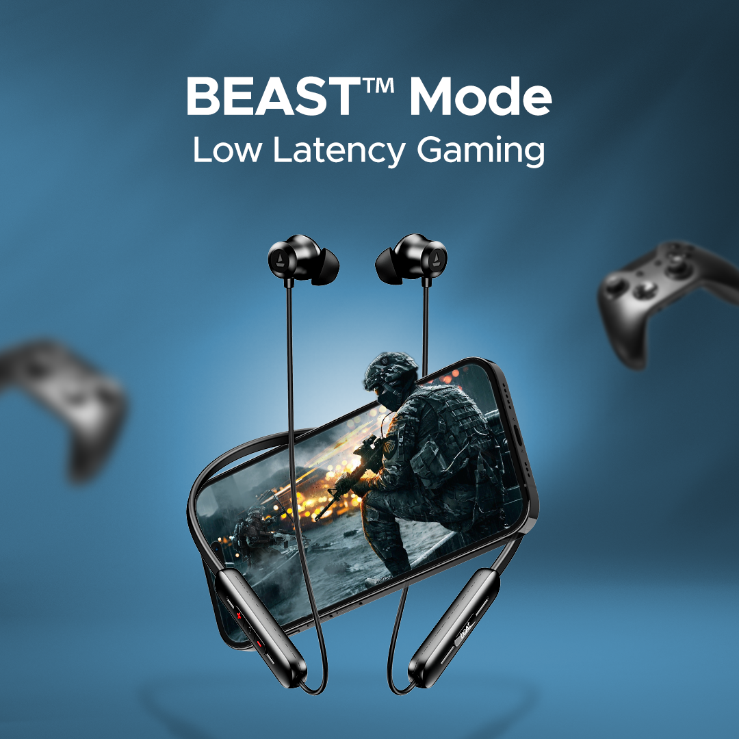 Boat low latency gaming neckband earphones with BEAST Mode, phone and game controllers, Nalanda Enterprises