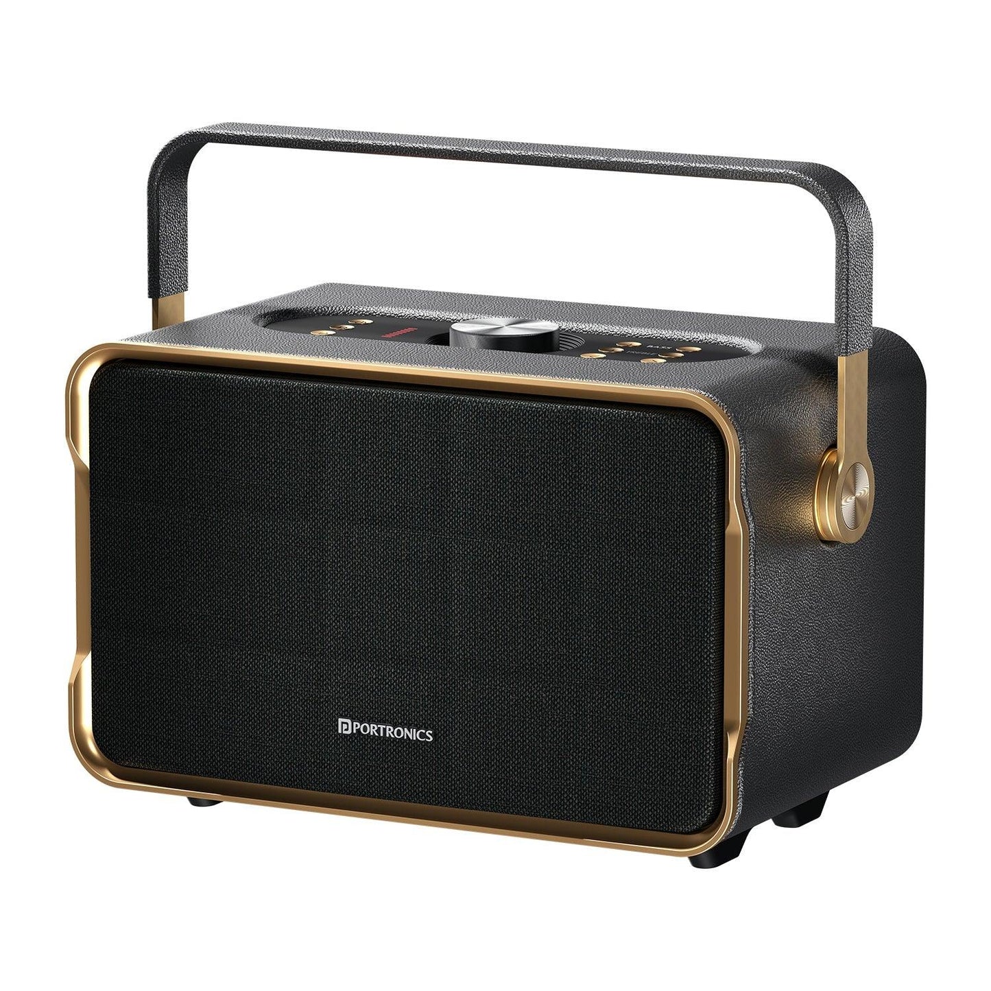 Portronics Harmony 80W Premium Portable HD Sound Speaker, Upto 6 Hours Playtime, 2.1 Channel, Bass Boost Technology, Bass/Treble Adjustment, Bluetooth Connectivity, Aux in, USB in, Bass Radiator - Nalanda Enterprises