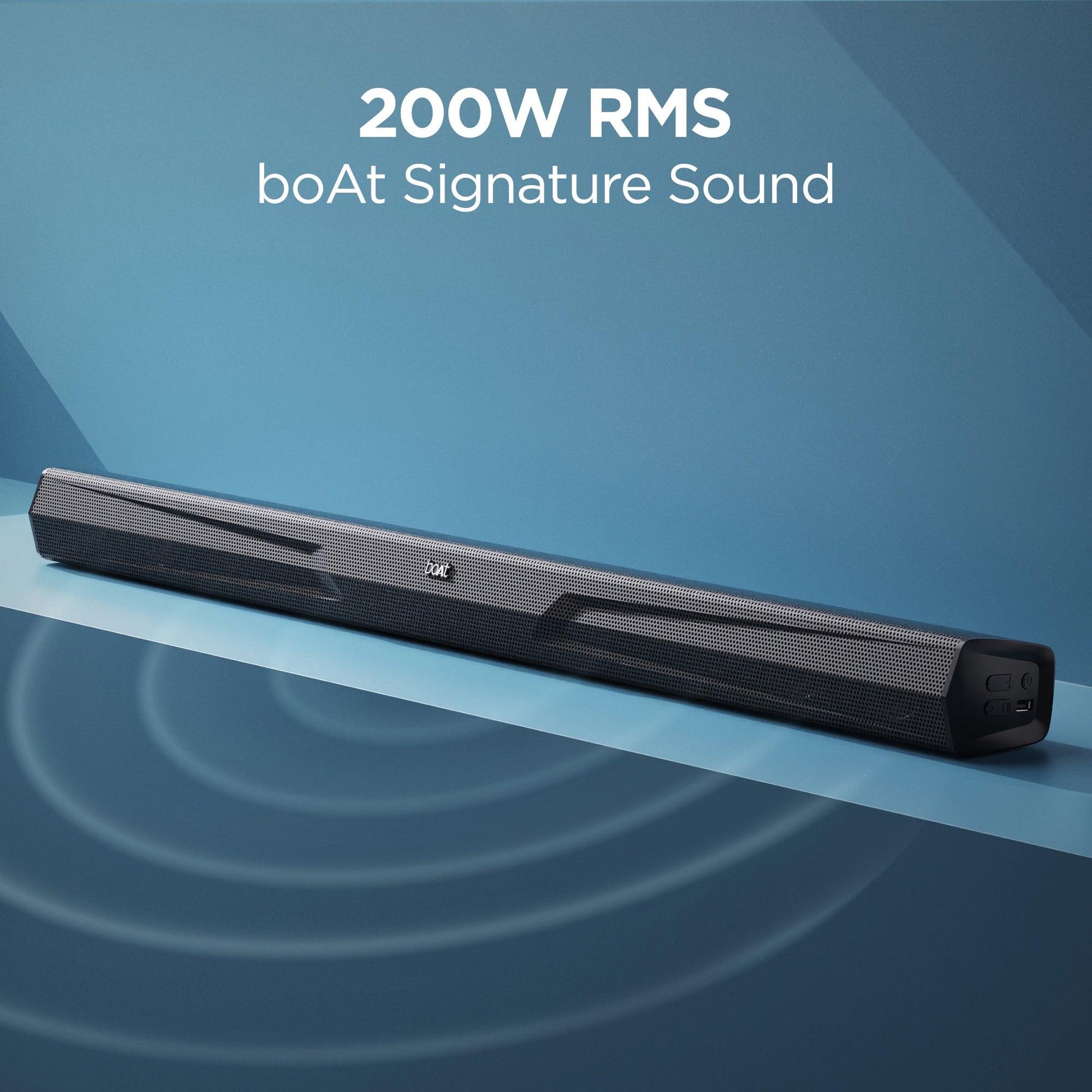 boAt Aavante Bar Quake | 200W RMS boAt Signature Sound, 2.1 Channel Soundbar with Wired Subwoofer, Entertainment EQ Modes, Bluetooth v5.3, USB, AUX, HDMI (ARC) - Nalanda Enterprises
