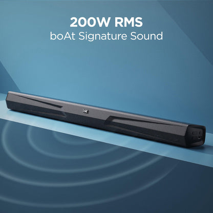 boAt Aavante Bar Quake | 200W RMS boAt Signature Sound, 2.1 Channel Soundbar with Wired Subwoofer, Entertainment EQ Modes, Bluetooth v5.3, USB, AUX, HDMI (ARC) - Nalanda Enterprises